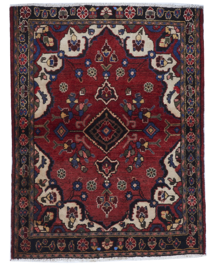 Traditional Handmade Red Ivory Multicolor Wool Rug 3'4 x 4'4 - IGotYourRug