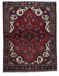 Traditional Handmade Red Ivory Multicolor Wool Rug 3'4 x 4'4 - IGotYourRug