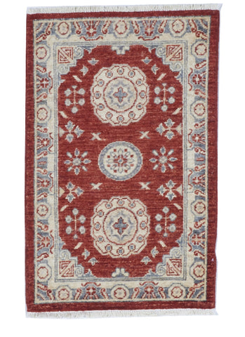 Traditional Handmade Red Multicolor Wool Rug 2'1 x 3'2 - IGotYourRug