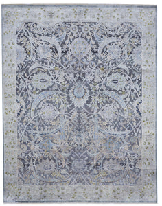 Transitional Handmade Gray Silk Rug 7'11 x 10'1 - IGotYourRug