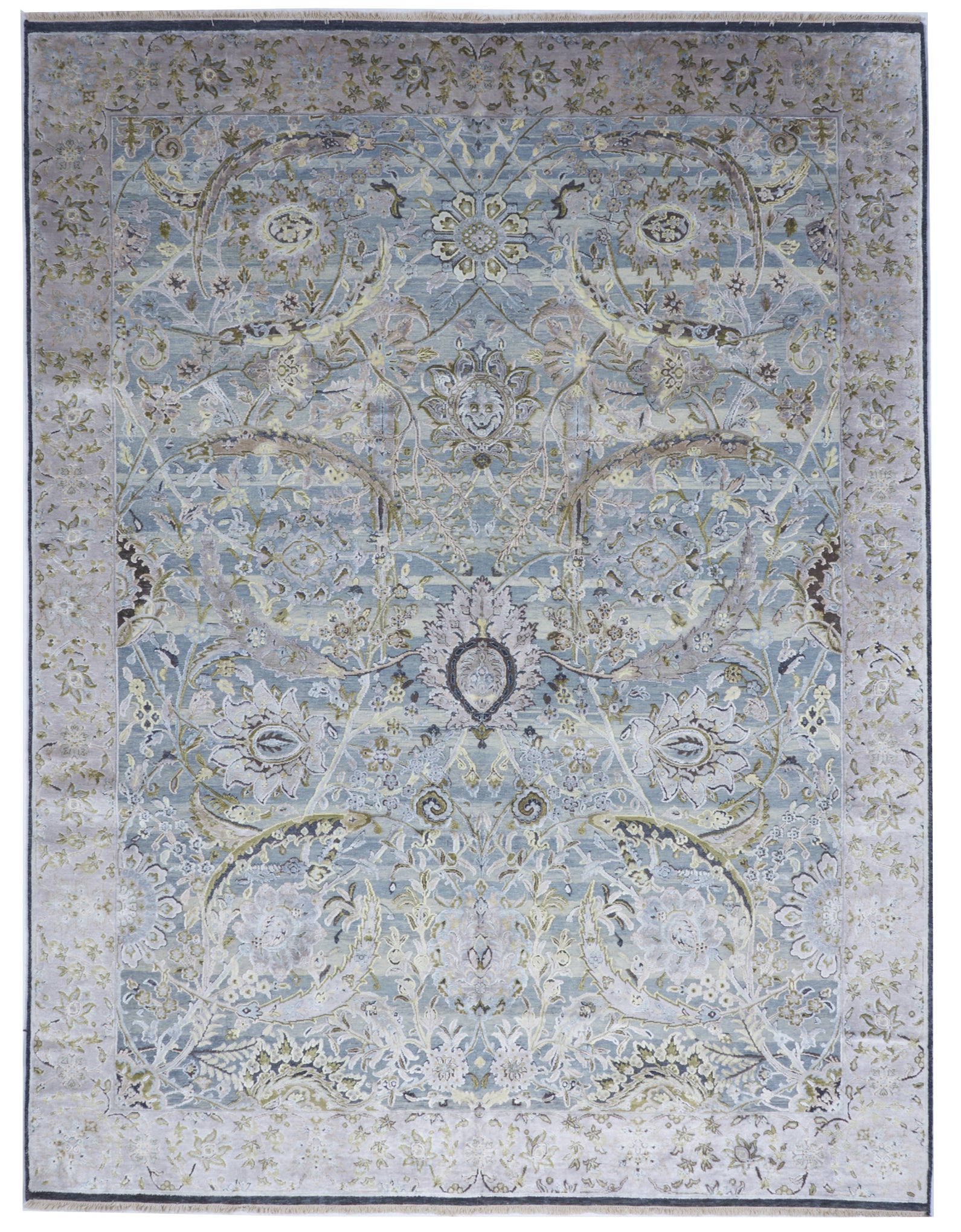 Transitional Handmade Gray Silk Rug 7'9 x 10'3 - IGotYourRug