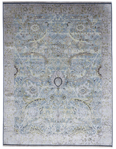 Transitional Handmade Gray Silk Rug 7'9 x 10'3 - IGotYourRug