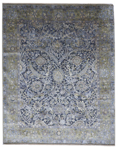 Transitional Handmade Gray Green Silk Rug 8'2 x 9'11 - IGotYourRug