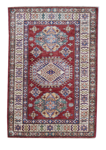 Kazak Handmade Red Beige Wool Rug 2'9 x 3'11 - IGotYourRug