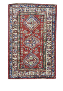 Kazak Handmade Red Beige Wool Rug 1'10 x 2'11 - IGotYourRug