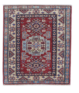 Kazak Handmade Red Beige Wool Rug 2' x 2'10 - IGotYourRug