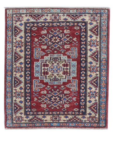 Kazak Handmade Red Beige Wool Rug 2' x 2'10 - IGotYourRug