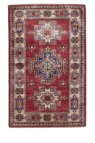 Kazak Handmade Red Beige Wool Rug 2' x 3'3 - IGotYourRug