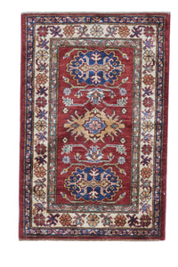 Kazak Handmade Red Beige Wool Rug 1'11 x 3' - IGotYourRug