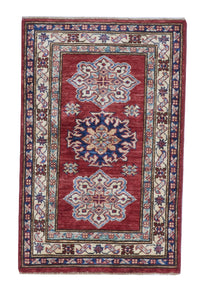 Kazak Handmade Red Beige Wool Rug 1'11 x 3'1 - IGotYourRug