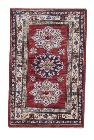 Kazak Handmade Red Beige Wool Rug 1'11 x 3'1 - IGotYourRug