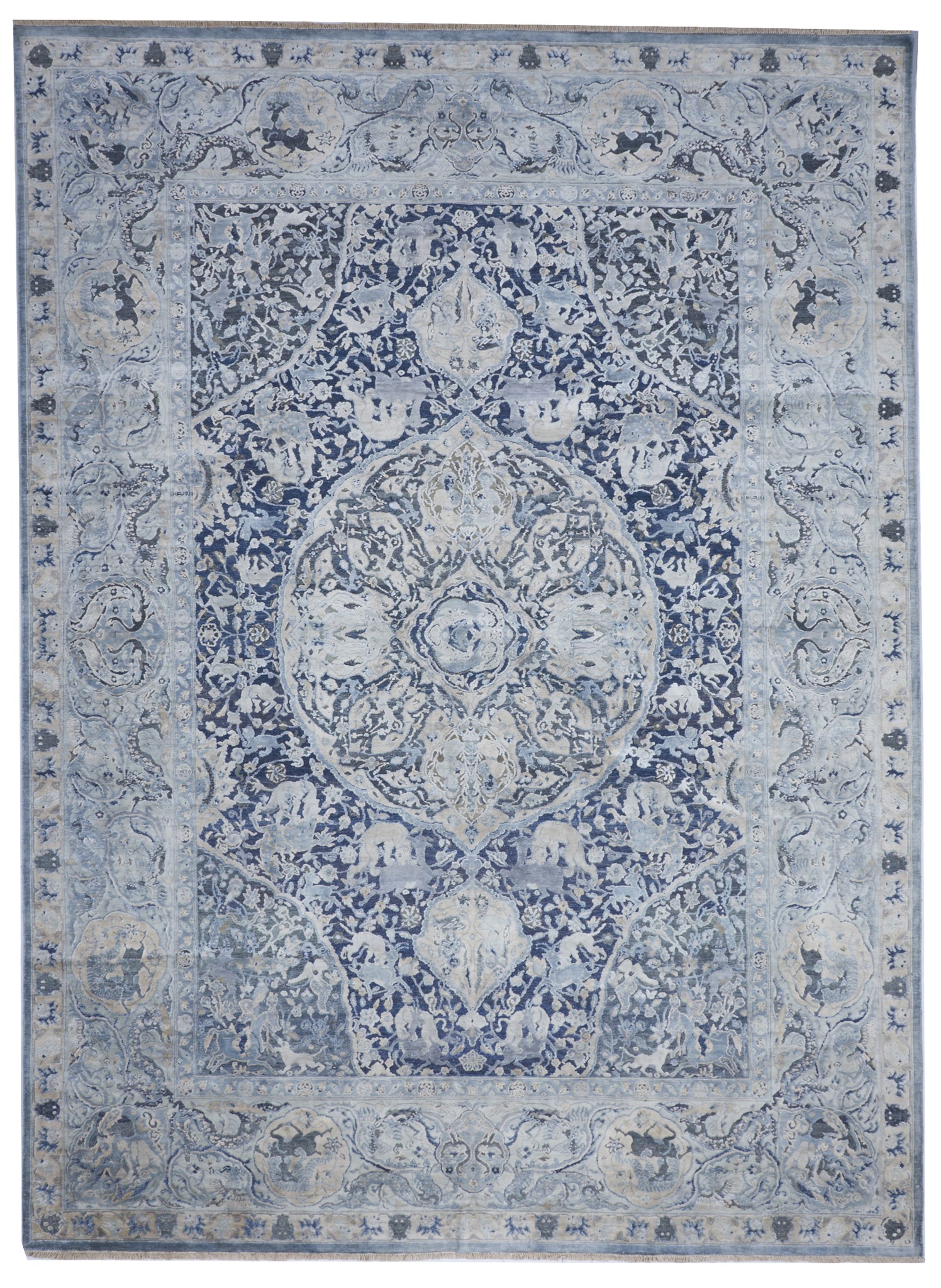 Transitional Handmade Gray Silk Rug 9' x 12'2 - IGotYourRug