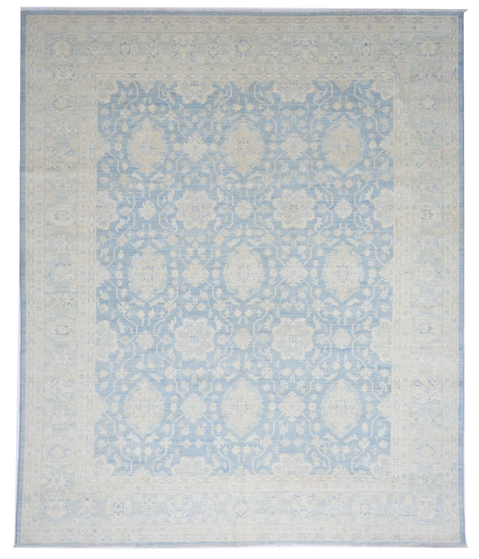 Peshawa Handmade Blue Gray Wool Rug 8'1 x 9'9 - IGotYourRug