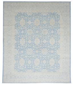 Peshawa Handmade Blue Gray Wool Rug 8'1 x 9'9 - IGotYourRug