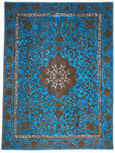 Transitional Overdyed Blue Wool Rug 8'7 x 11'7 - IGotYourRug