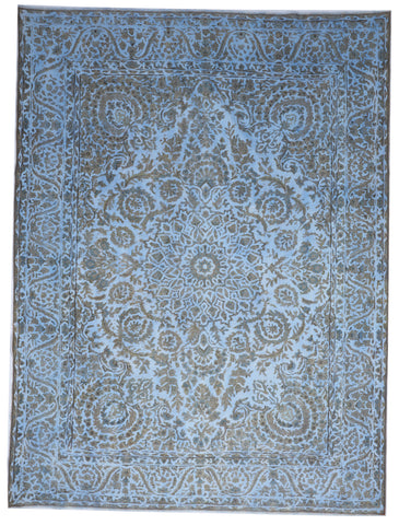 Transitional Overdyed Blue Wool Rug 9'9 x 13' - IGotYourRug