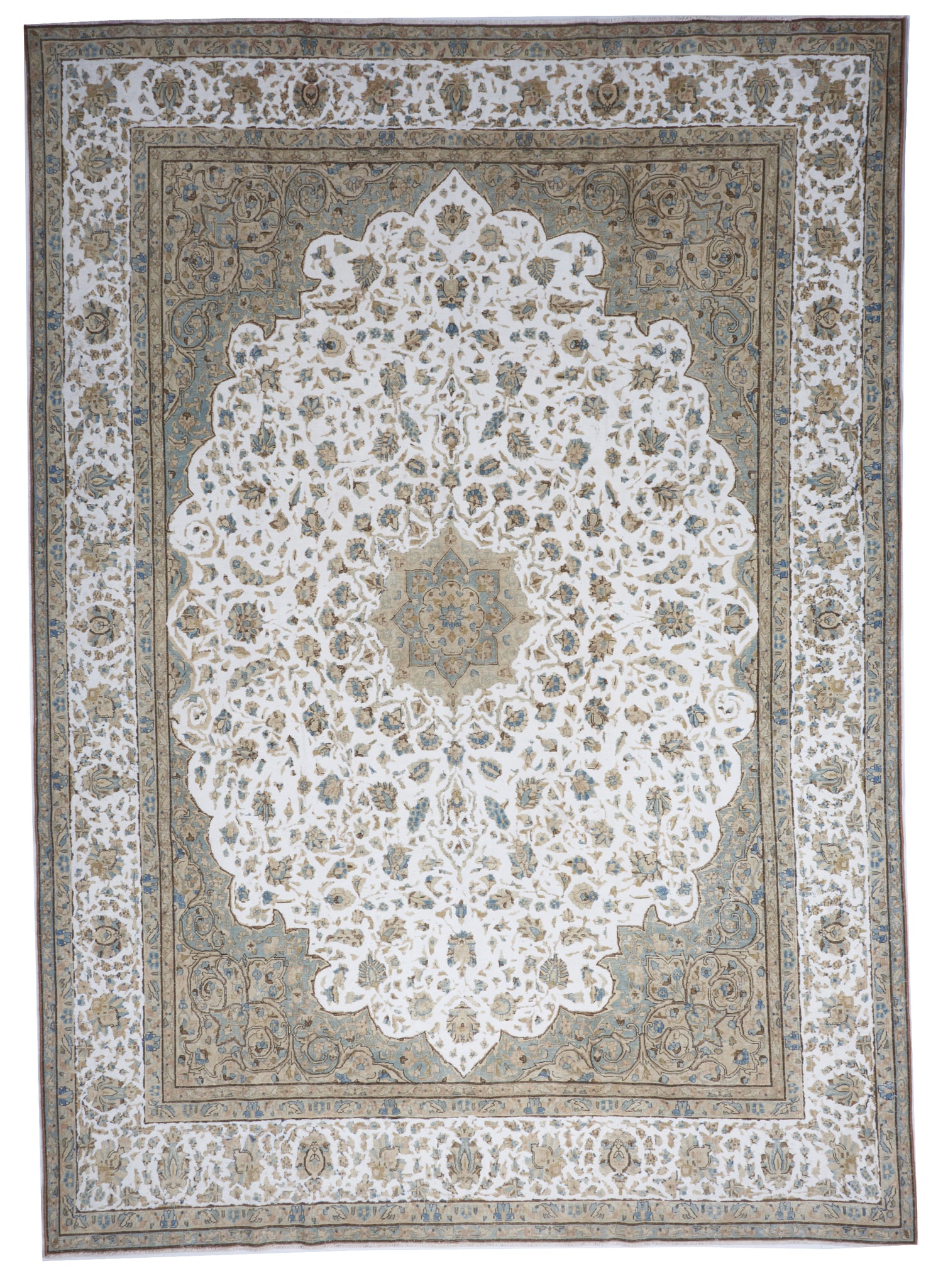 Transitional Overdyed Ivory Tan Wool Rug 9'6 x 13'5 - IGotYourRug