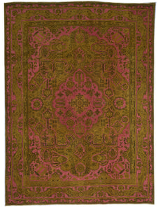 Transitional Overdyed Pink Gold Wool Rug 8'1 x 11' - IGotYourRug