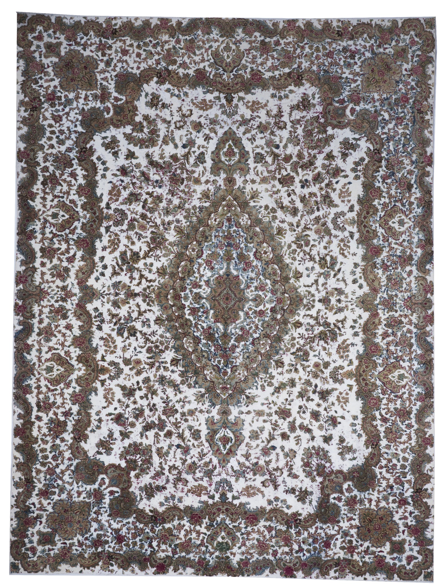 Transitional Overdyed Ivory Burgundy Brown Wool Rug 11'1 x 14'11 - IGotYourRug