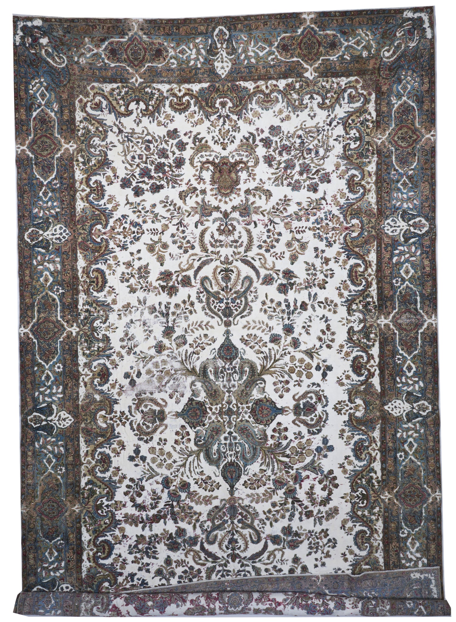 Transitional Overdyed Ivory Brown Blue Wool Rug 10'3 x 19'2 - IGotYourRug