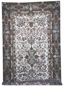 Transitional Overdyed Ivory Brown Blue Wool Rug 10'3 x 19'2 - IGotYourRug