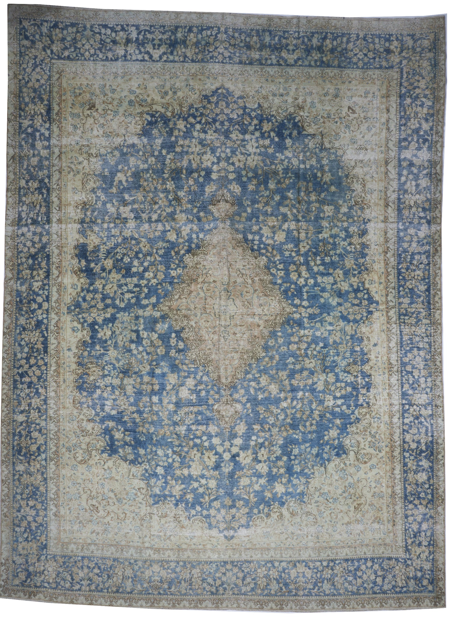 Traditional  Overdyed Blue Gold Multicolor Wool Rug 11'3 x 15'2 - IGotYourRug