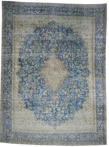 Traditional  Overdyed Blue Gold Multicolor Wool Rug 11'3 x 15'2 - IGotYourRug