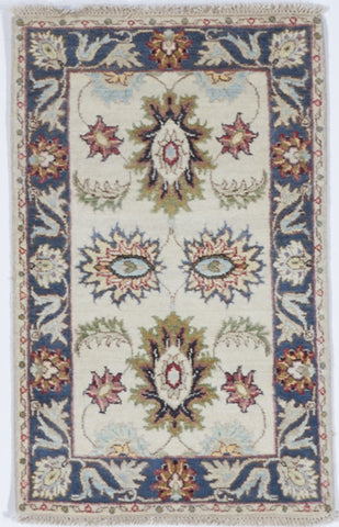 Chobi Hand Knotted White Multicolor Wool Rug 2' x 3'2 - IGotYourRug