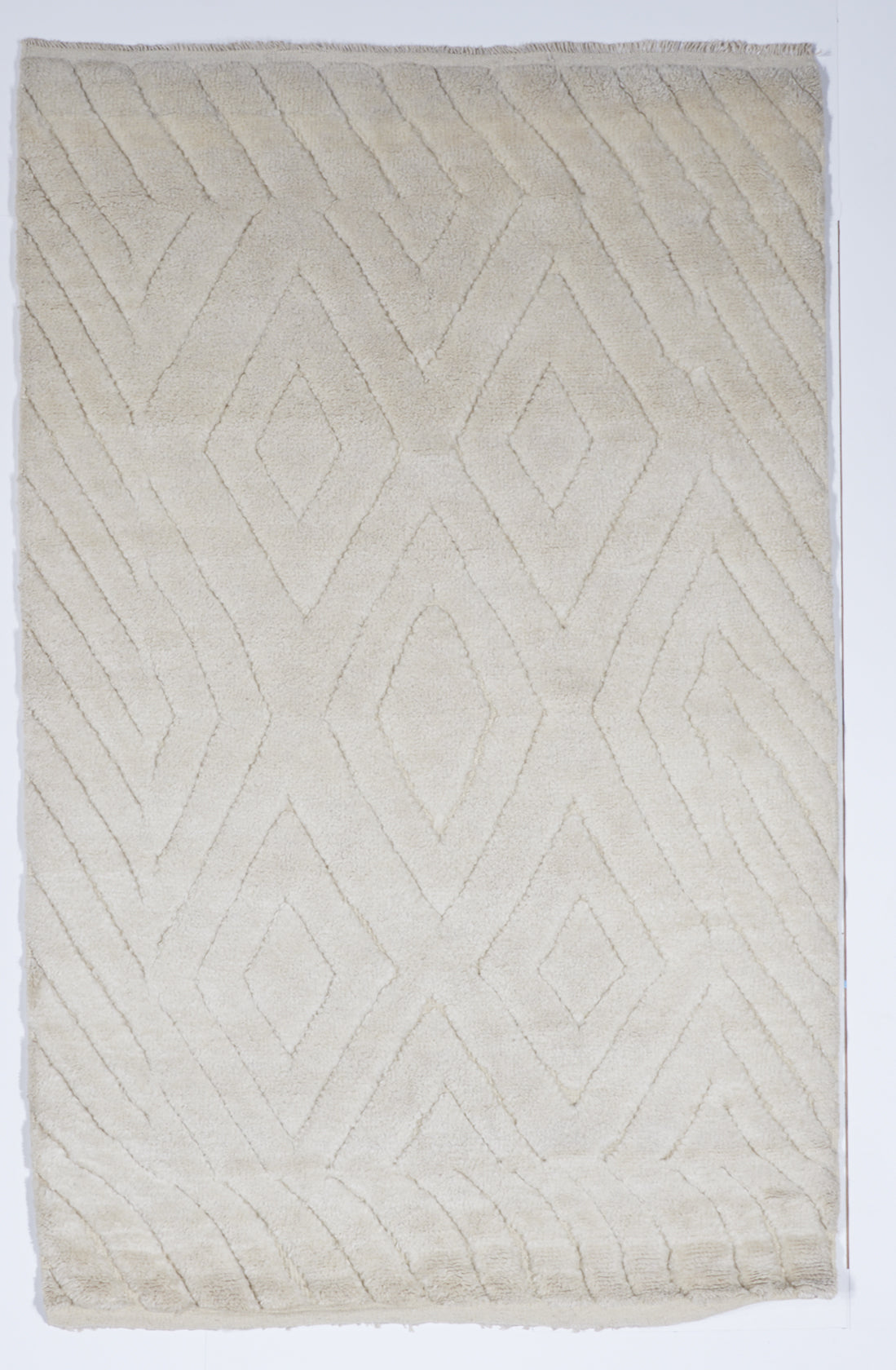 Transitional Hand Knotted White Wool Rug 5' x 8' - IGotYourRug