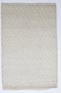 Transitional Hand Knotted White Wool Rug 5' x 8' - IGotYourRug