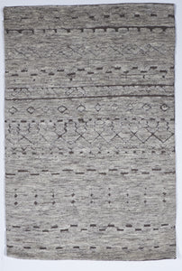 Transitional Hand Knotted Gray Wool Rug 5' x 8' - IGotYourRug