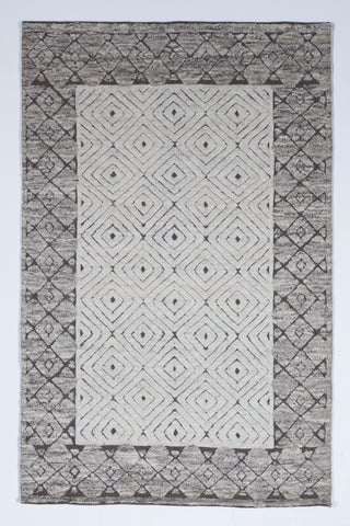 Transitional Hand Knotted Gray Wool Rug 5' x 8' - IGotYourRug