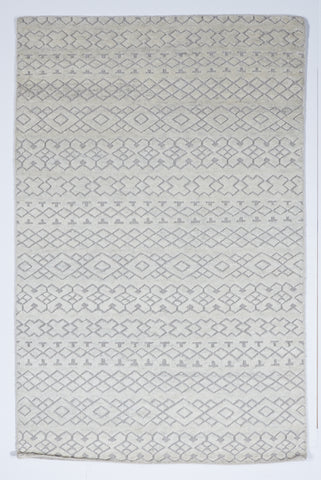 Transitional Hand Knotted Beige Gray Wool Rug 5' x 8' - IGotYourRug