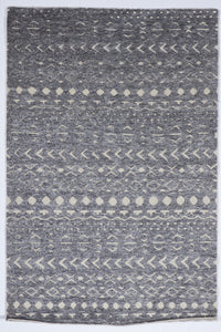 Transitional Hand Knotted Gray Wool Rug 5' x 8' - IGotYourRug