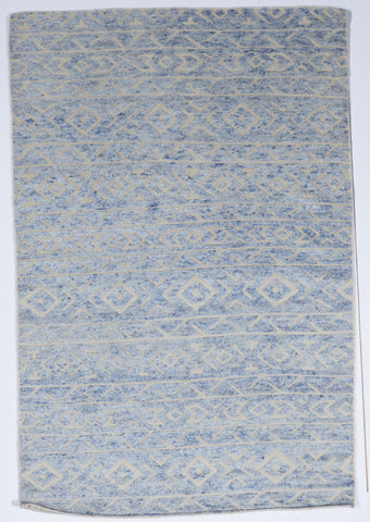 Transitional Hand Knotted Blue Gray Wool Rug 5' x 8' - IGotYourRug