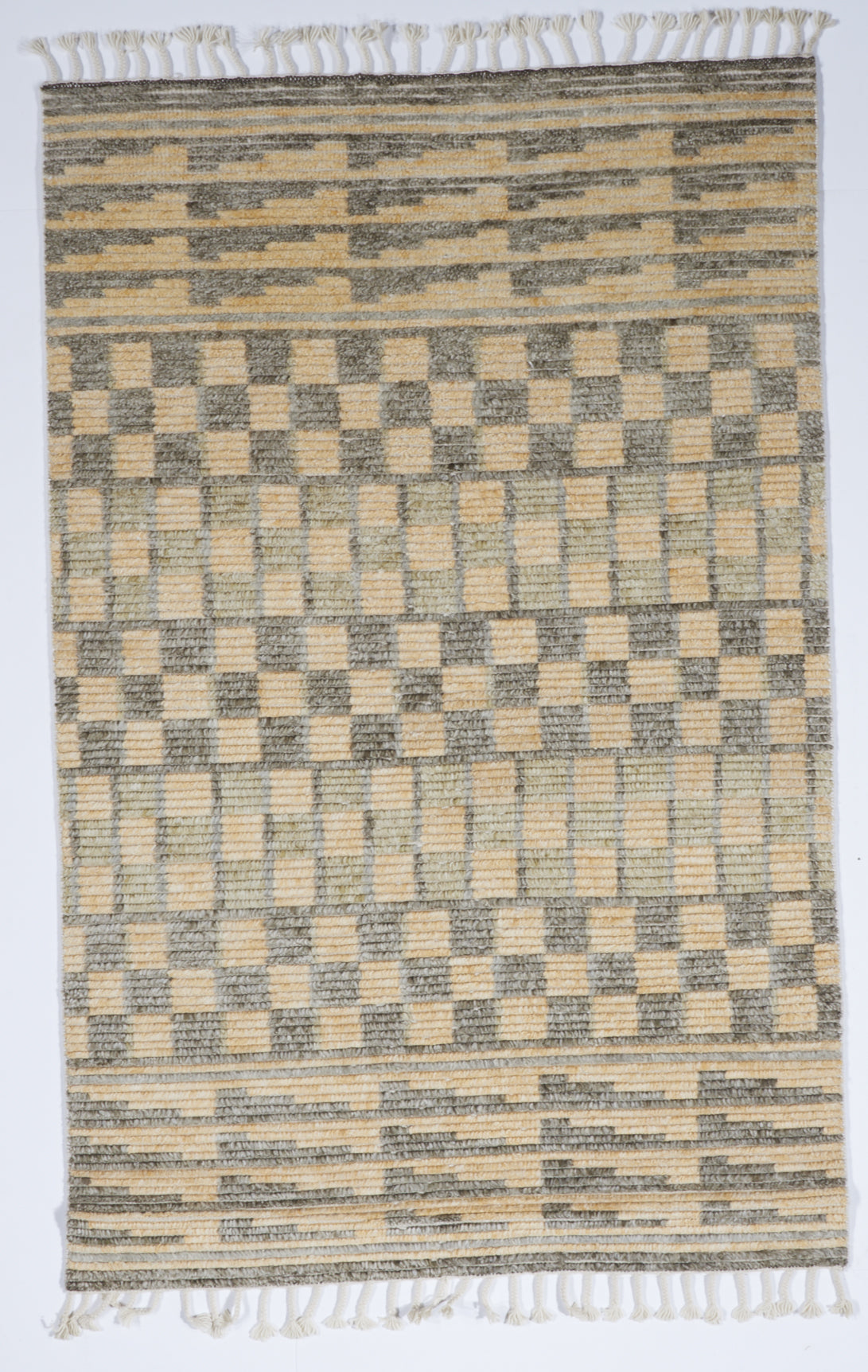 Transitional Hand Knotted Gray Yellow Wool Rug 5' x 8' - IGotYourRug