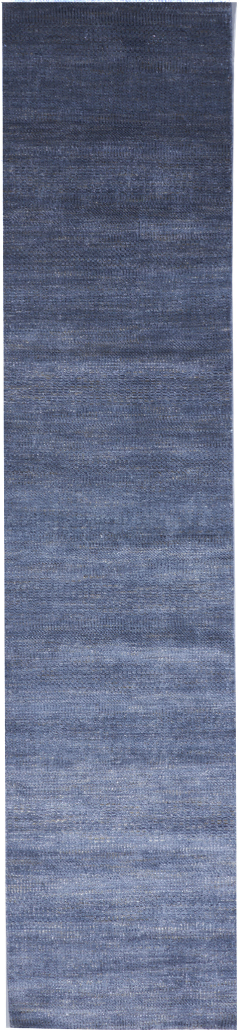 Contemporary Handmade Blue Wool Viscose Runner Rug 2'8 x 12'1 - IGotYourRug