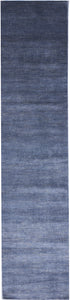 Contemporary Handmade Blue Wool Viscose Runner Rug 2'8 x 12'1 - IGotYourRug