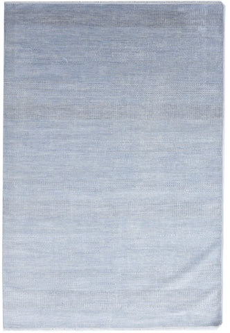 Coastal Handmade Blue Wool Viscose Rug 6'1 x 9' - IGotYourRug