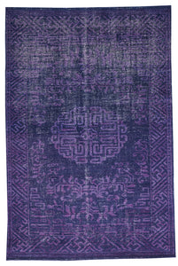 Transitional Hand Knotted Purple Wool Rug 6' x 9' - IGotYourRug