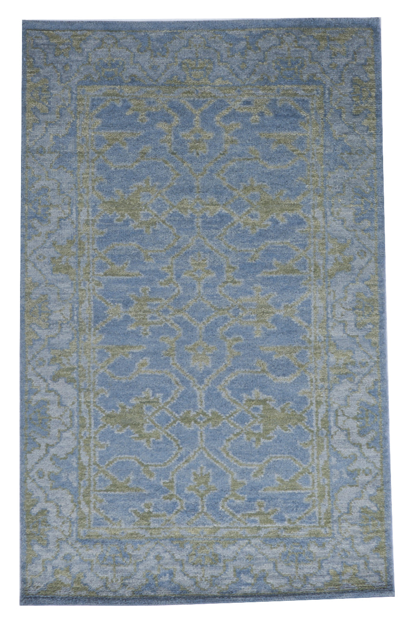 Transitional Handmade Blue Green Wool Rug 4' x 6' - IGotYourRug