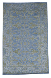 Transitional Handmade Blue Green Wool Rug 4' x 6' - IGotYourRug