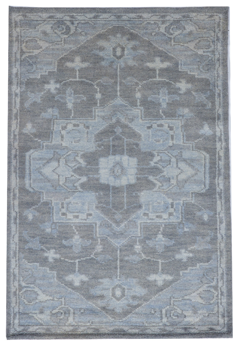 Transitional Handmade Blue Gray Wool Rug 4' x 6' - IGotYourRug