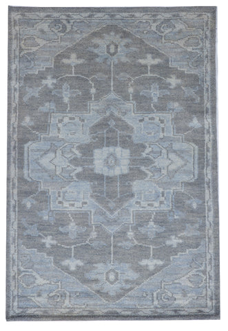 Transitional Handmade Blue Gray Wool Rug 4' x 6' - IGotYourRug