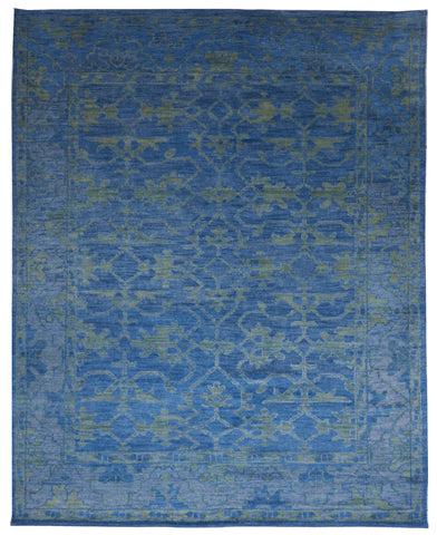 Transitional Handmade Blue Wool Rug 7'9 x 9'9 - IGotYourRug