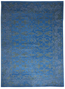 Contemporary Handmade Blue Wool Rug 8'6 x 11'6 - IGotYourRug