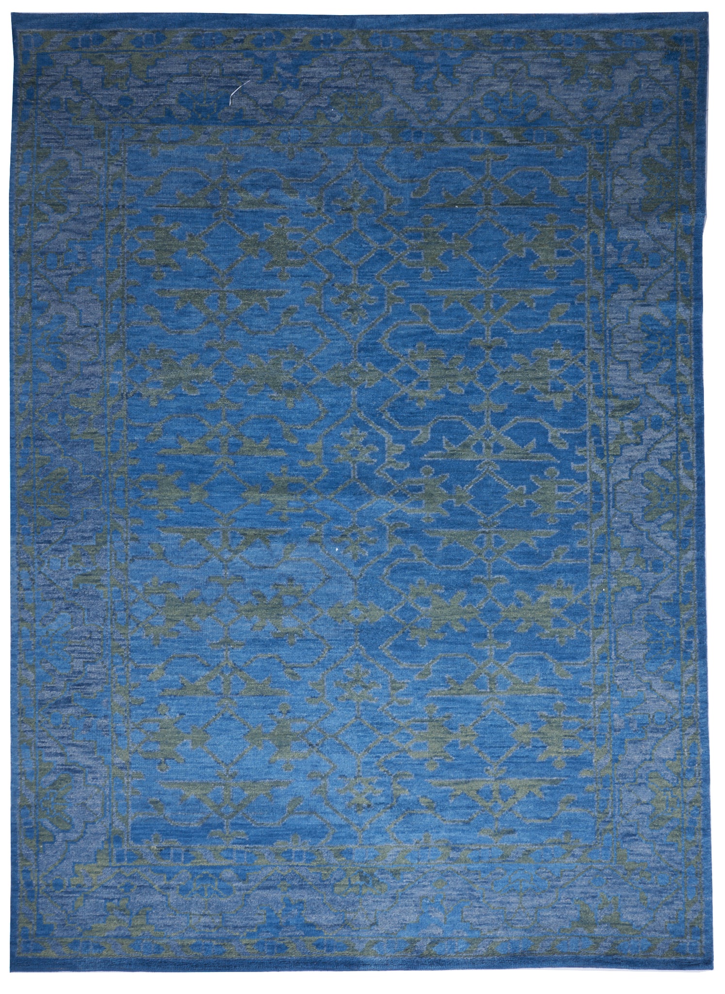 Transitional Hand Knotted Blue Green Wool Rug 8'6 x 11'6 - IGotYourRug