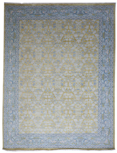 Transitional Handmade Green Blue Wool Rug 8'9 x 11'9 - IGotYourRug