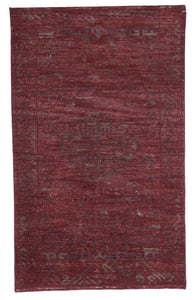 Transitional Hand Knotted Red Wool Rug 3'6 x 5'6 - IGotYourRug