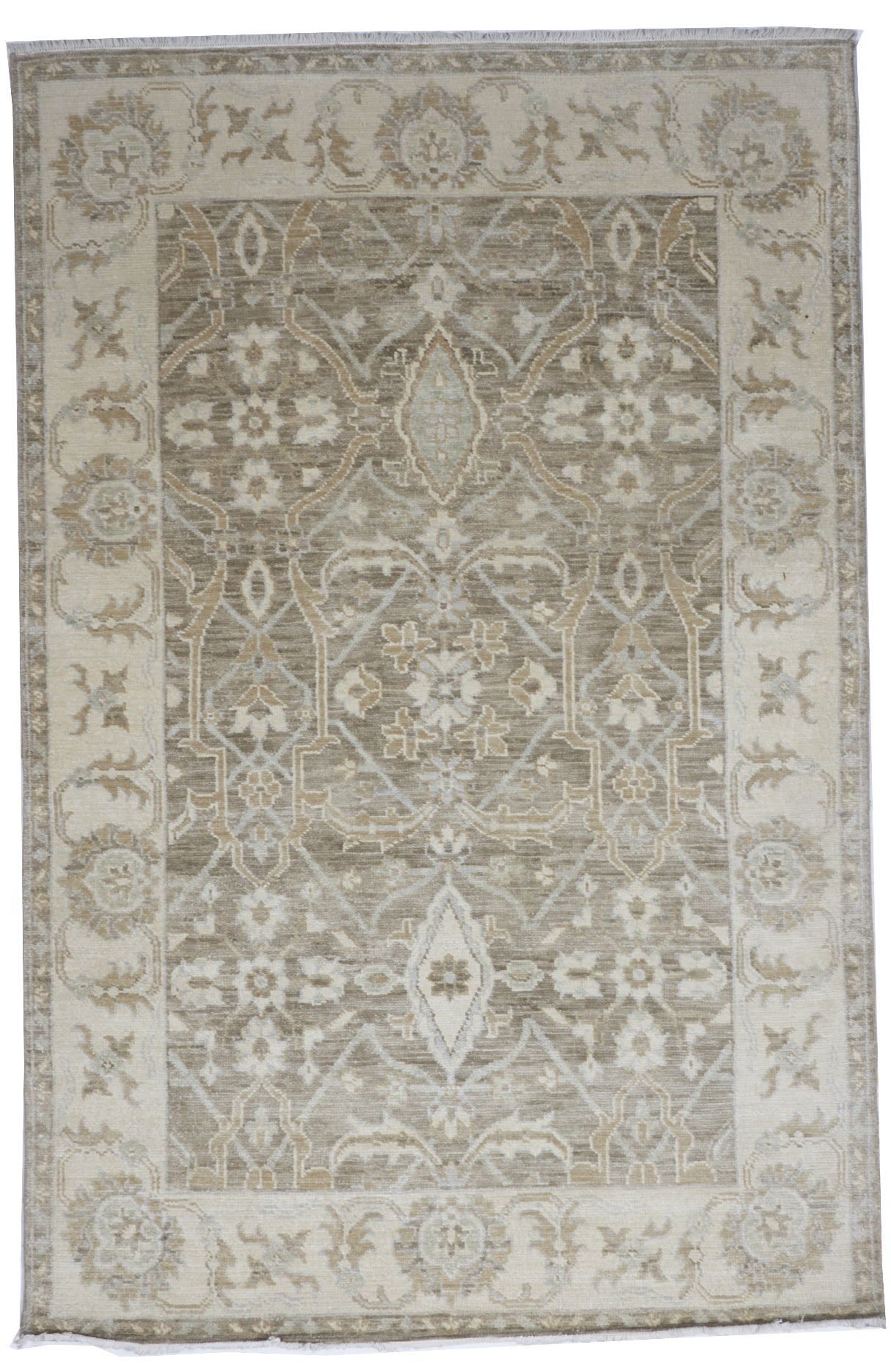 Traditional Hand Knotted Brown Beige Wool Rug 6' x 9' - IGotYourRug